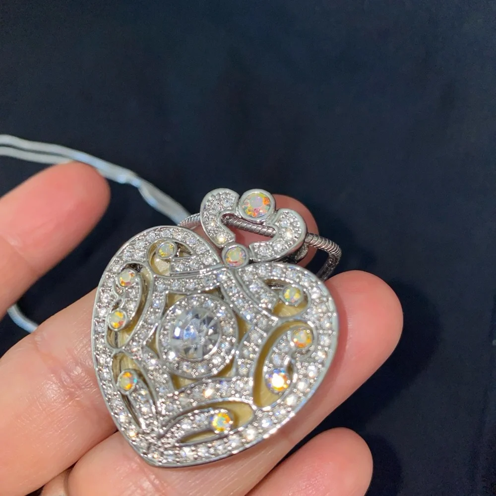Kirks Folly Heart Locket Necklace Rhinestones I REMEMBER YOU BY HEART - Picture 7 of 9